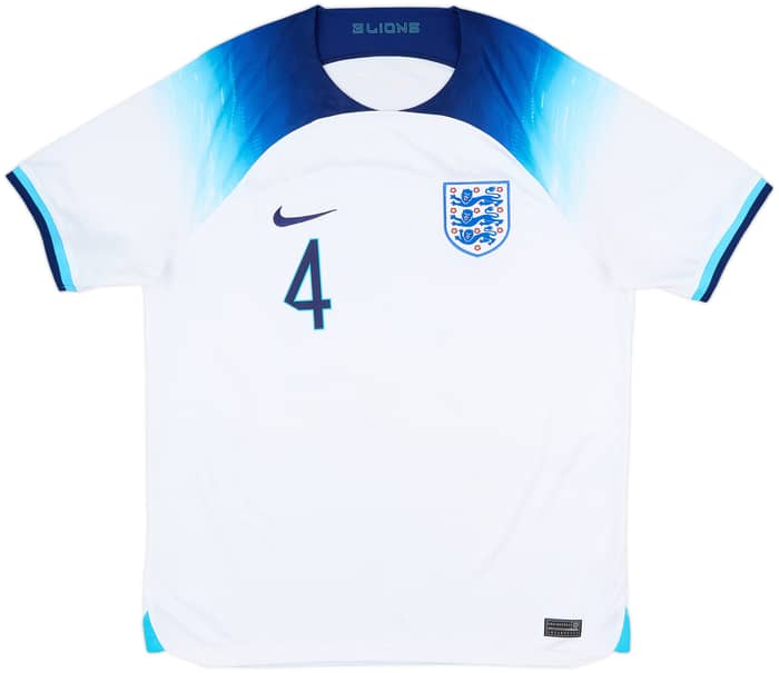 2022-23 England Home Shirt Rice #4 - 8/10 - (XL)