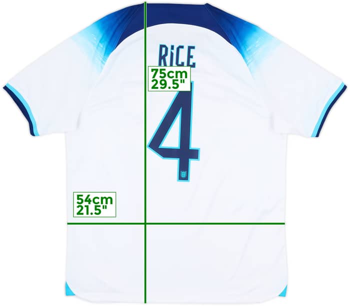 2022-23 England Home Shirt Rice #4 - 8/10 - (XL)