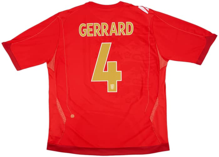 2006-08 England Away Shirt Gerrard #4 - 7/10 - (XXL)