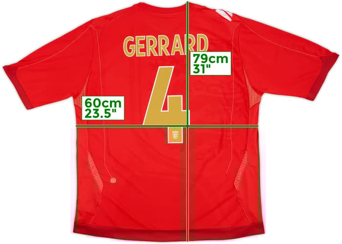 2006-08 England Away Shirt Gerrard #4 - 7/10 - (XXL)