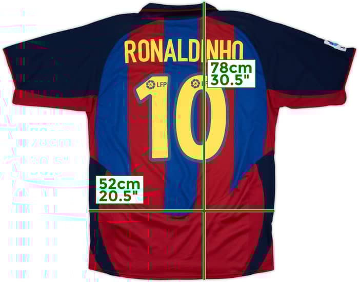 2003-04 Barcelona Home Shirt Ronaldinho #10 - 9/10 - (L)
