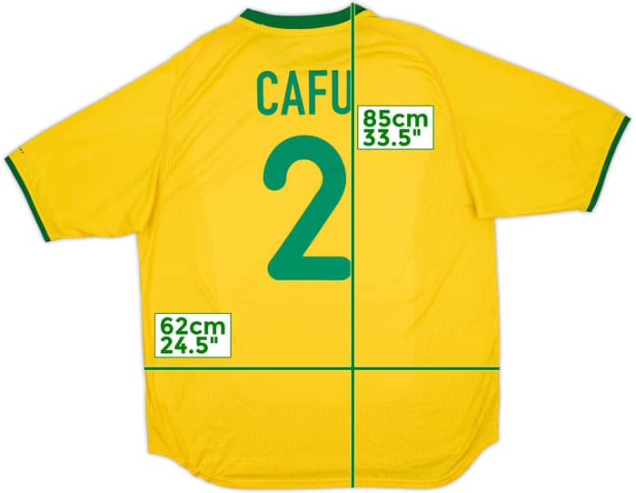 2000-02 Brazil Home Shirt Cafu #2 - 8/10 - (XL)