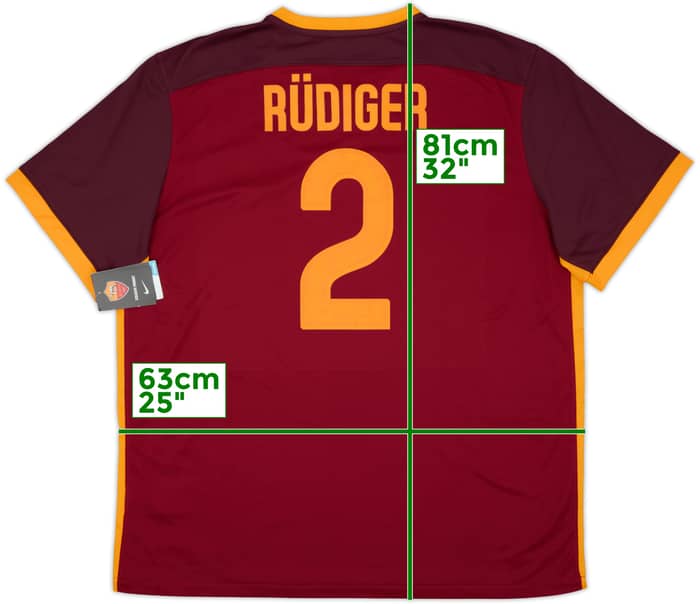 2015-16 Roma Home Shirt Rudiger #2 (XXL)