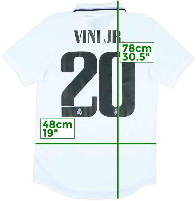 2022-23 Real Madrid Authentic Home Shirt Vini Jr #20 - 8/10 - (S)