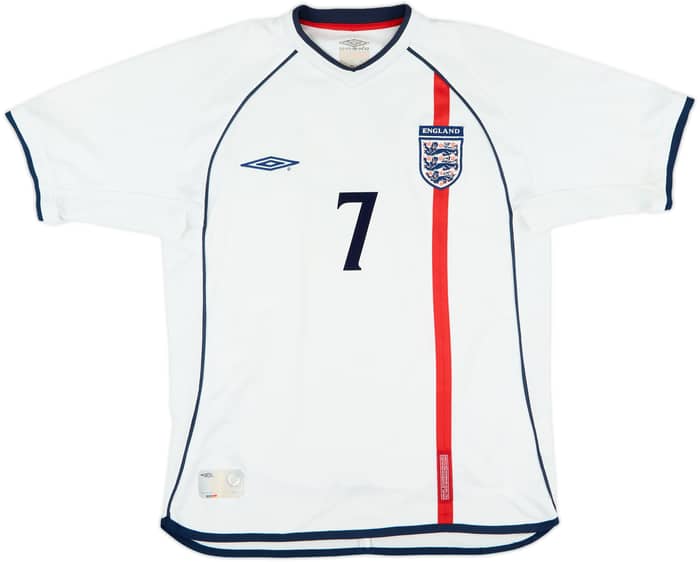 2001-03 England Home Shirt Beckham #7 - 6/10 - (M)