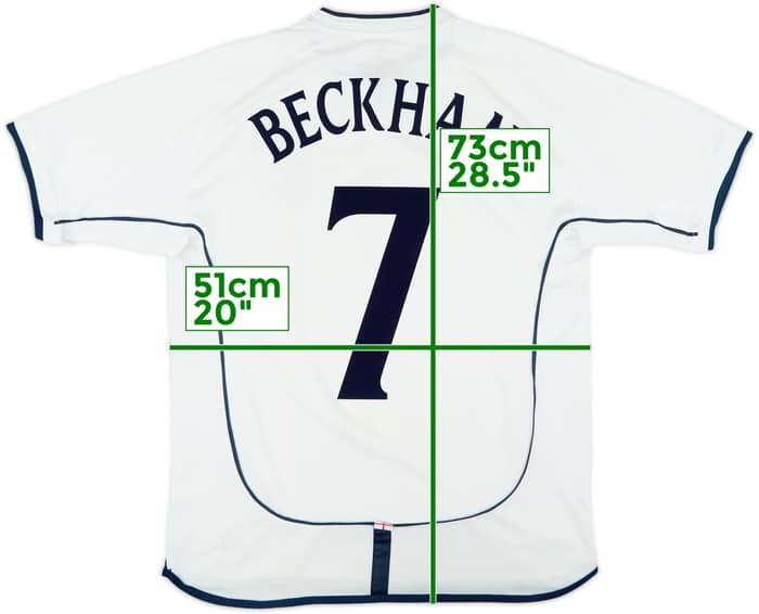 2001-03 England Home Shirt Beckham #7 - 6/10 - (M)