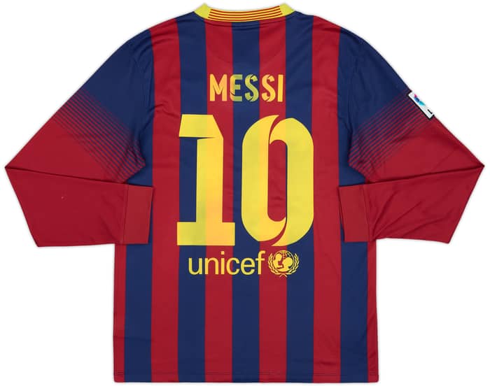 2013-14 Barcelona Home L/S Shirt Messi #10 - 4/10 - (S)