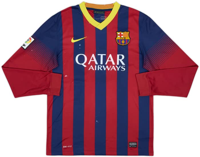 2013-14 Barcelona Home L/S Shirt Messi #10 - 4/10 - (S)
