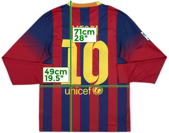 2013-14 Barcelona Home L/S Shirt Messi #10 - 4/10 - (S)