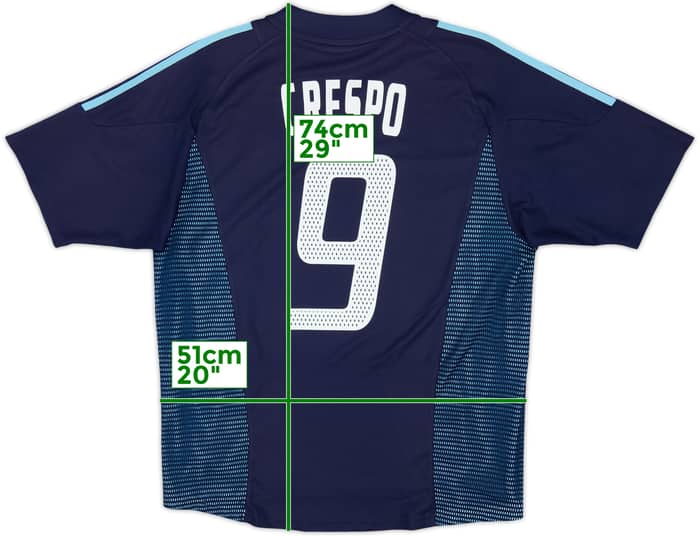 2002-04 Argentina Away Shirt Crespo #9 - 7/10 - (M)