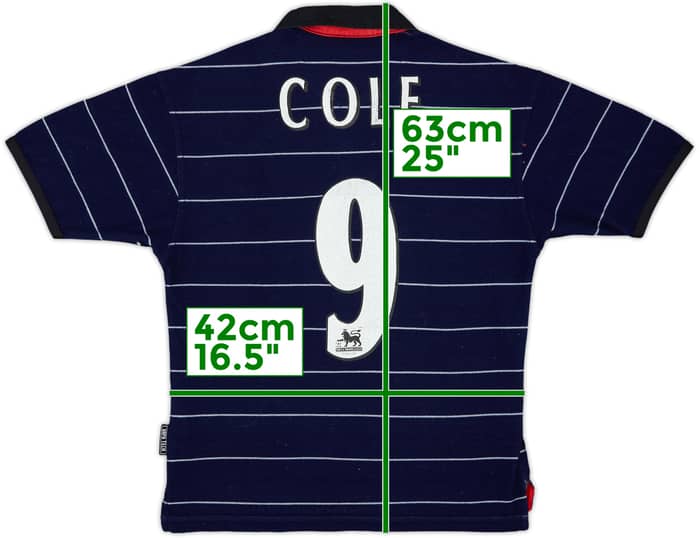 1999-00 Manchester United Away Shirt Cole #9 - 6/10 - (M.Boys)