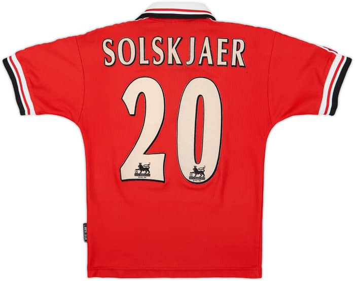 1998-00 Manchester United Home Shirt Solskjaer #20 - 7/10 - (S.Boys)