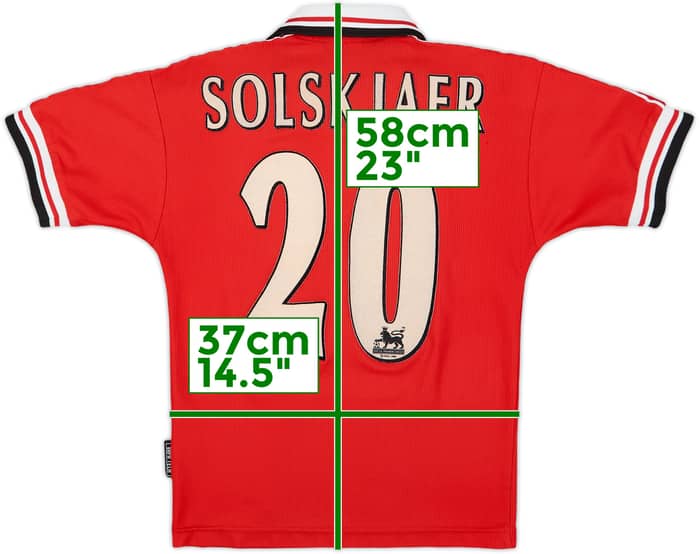 1998-00 Manchester United Home Shirt Solskjaer #20 - 7/10 - (S.Boys)