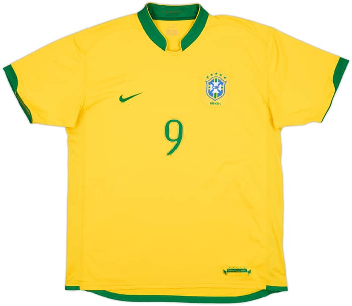 2006-08 Brazil Home Shirt Ronaldo #9 - 7/10 - (XL)