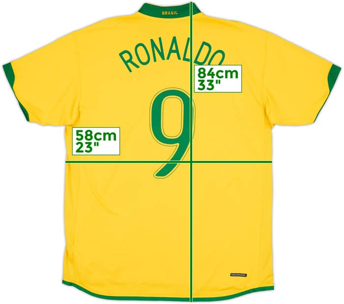 2006-08 Brazil Home Shirt Ronaldo #9 - 7/10 - (XL)