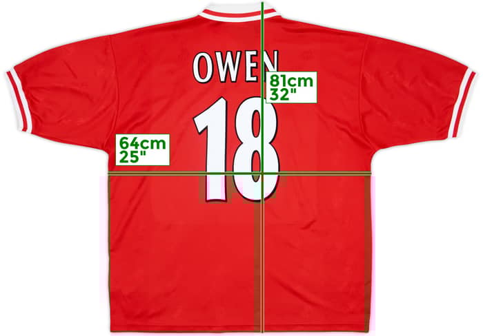 1996-98 Liverpool Home Shirt Owen #18 - 6/10 - (XL)