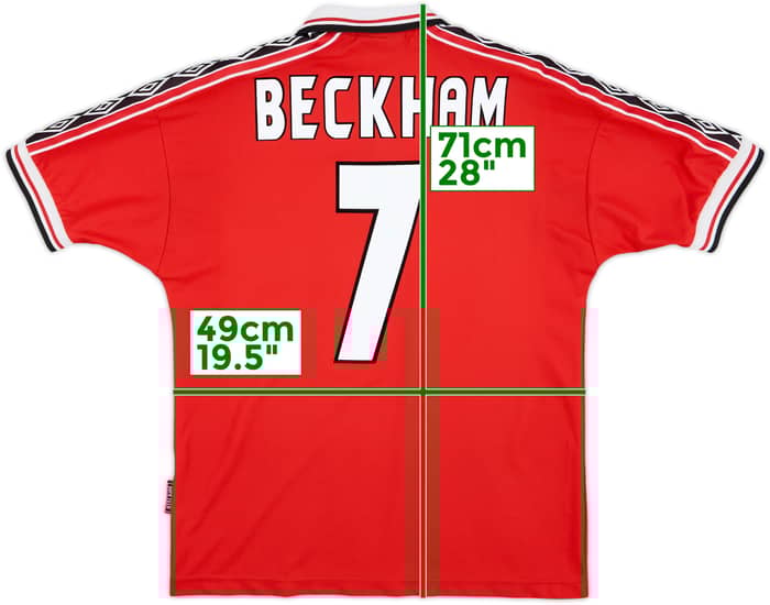 1998-00 Manchester United Home Shirt Beckham #7 - 9/10 - (M)