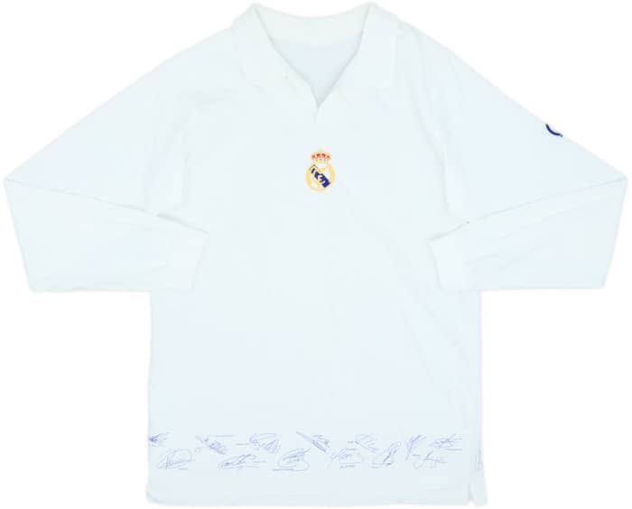 2002-03 Real Madrid 'Signed' Cotton L/S Shirt - 9/10 - (L)