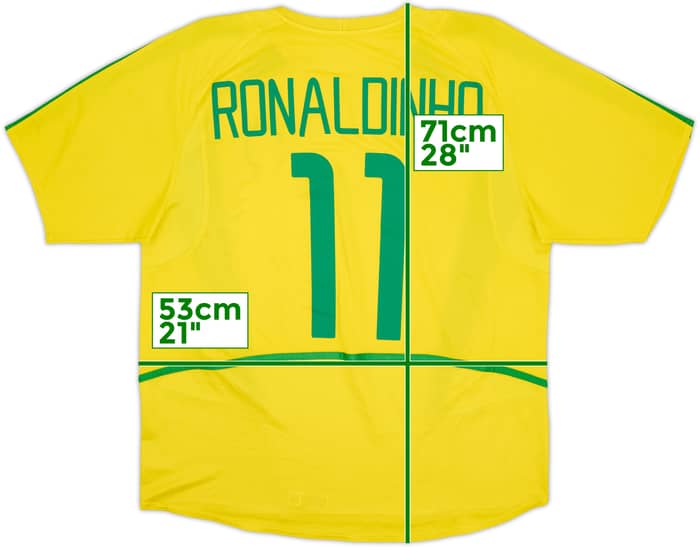 2002-04 Brazil Home Shirt Ronaldinho #11 - 5/10 - (L)