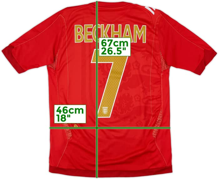 2006-08 England Away Shirt Beckham #7 - 7/10 - (XL.Boys)