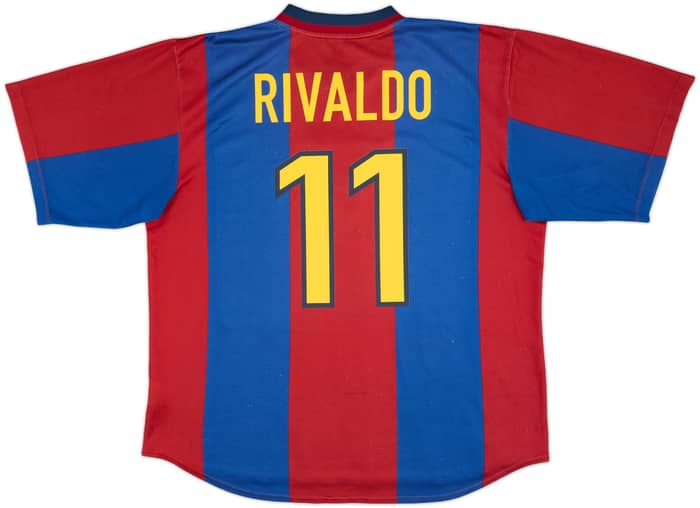 1998-00 Barcelona Player Issue Home Shirt Rivaldo #11 - 8/10 - (XL)