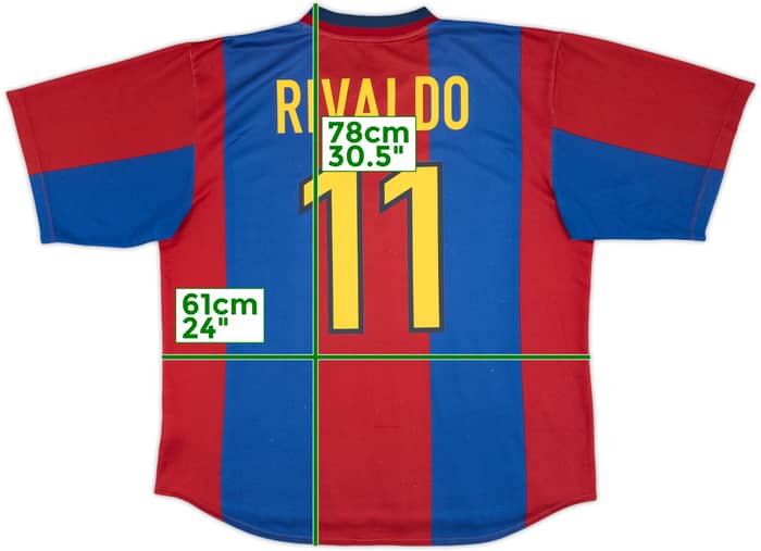 1998-00 Barcelona Player Issue Home Shirt Rivaldo #11 - 8/10 - (XL)