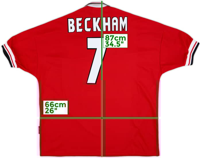 1998-00 Manchester United Home Shirt Beckham #7 - 8/10 - (XXL)
