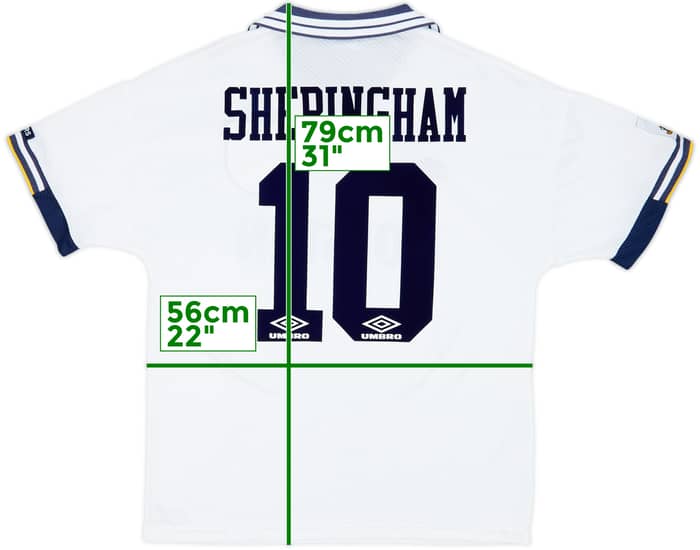 1993-95 Tottenham Home Shirt Sheringham #10 - 7/10 - (L)