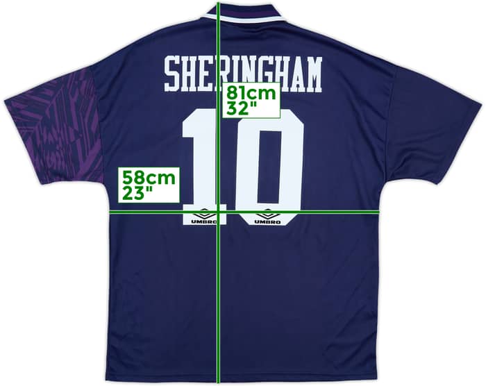 1994-95 Tottenham Away Shirt Sheringham #10 - 8/10 - (XL)