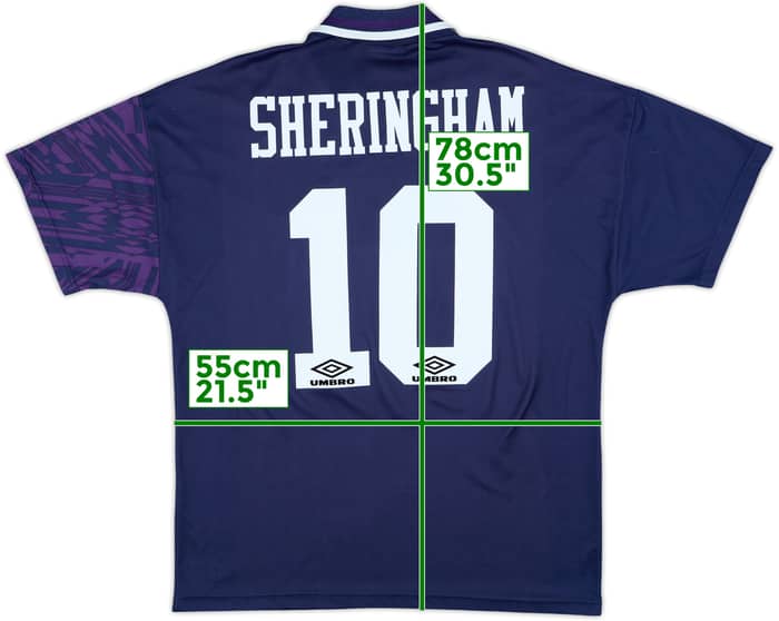 1994-95 Tottenham Away Shirt Sheringham #10 - 8/10 - (L)