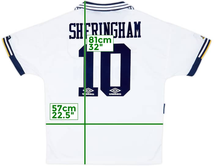 1993-95 Tottenham Home Shirt Sheringham #10 - 8/10 - (L)