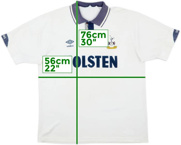 1991-93 Tottenham Home Shirt - 6/10 - (L)
