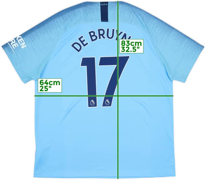 2018-19 Manchester City Home Shirt De Bruyne #17 - 8/10 - (XXL)