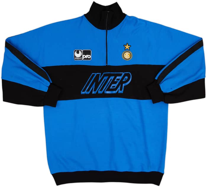 1990-91 Inter Milan Uhlsport 1/4 Zip Drill Top - 8/10 - (L)