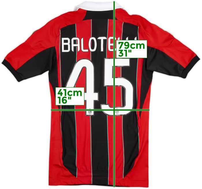 2012-13 AC Milan TechFit Player Issue Home Shirt Balotelli #45 - 5/10 - (L)