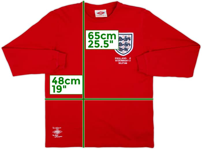 2000s England Umbro Retro '1966' Away L/S Shirt #6 - 9/10 - (M)