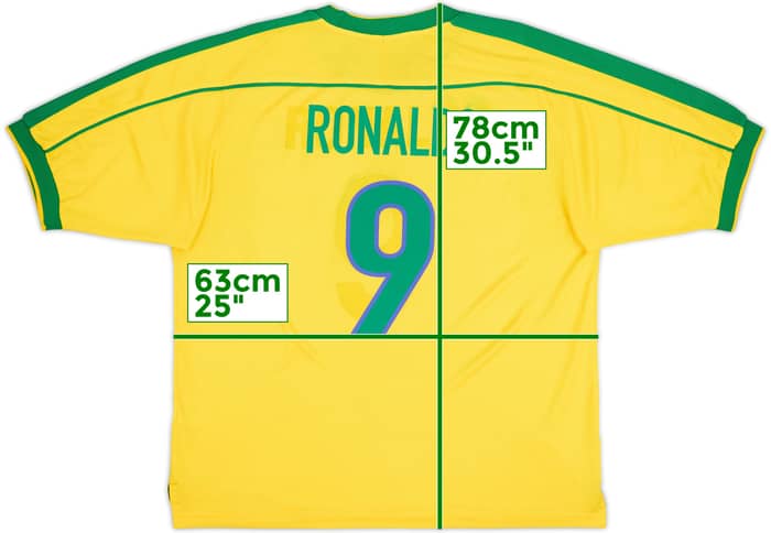 1998-00 Brazil Home Shirt Ronaldo #9 - 5/10 - (XL)