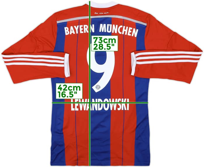 2014-15 Bayern Munich Home L/S Shirt Lewandowski #9 - 8/10 - (M)
