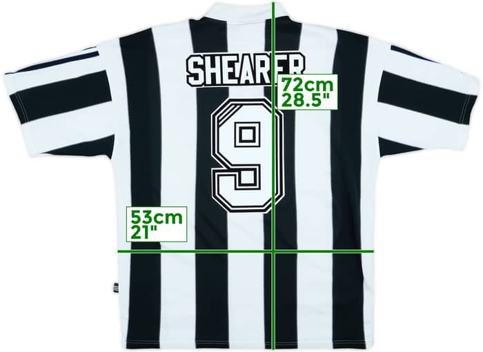 1995-97 Newcastle Home Shirt Shearer #9 - 7/10 - (L)