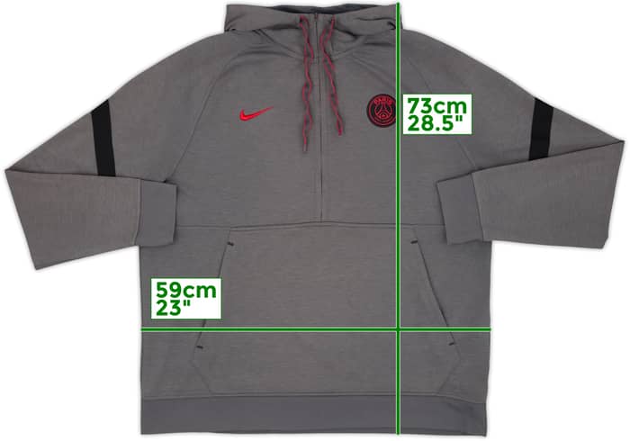 2021-22 Paris Saint-Germain Nike 1/4 Zip Hooded Top - 8/10 - (XL)