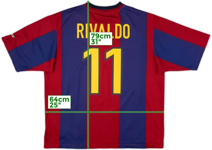 1998-00 Barcelona Basic Home Shirt Rivaldo #11 - 9/10 - (XL)