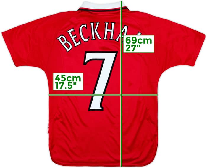 1999-00 Manchester United 'CL Winners' Shirt Beckham #7 - 8/10 - (Y)