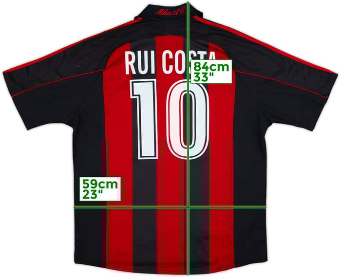 2000-02 AC Milan Home Shirt Rui Costa #10 - 9/10 - (XL)