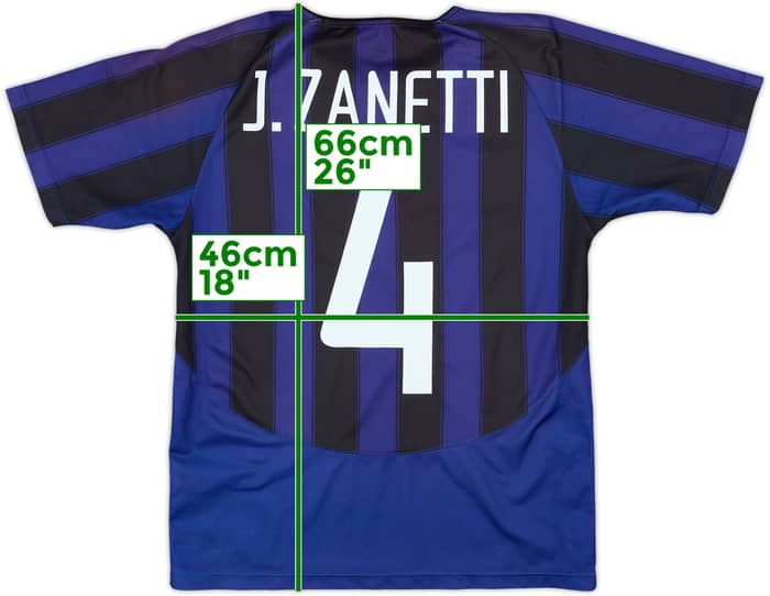 2003-04 Inter Milan Basic Home Shirt J.Zanetti #4 - 6/10 - (XL.Boys)