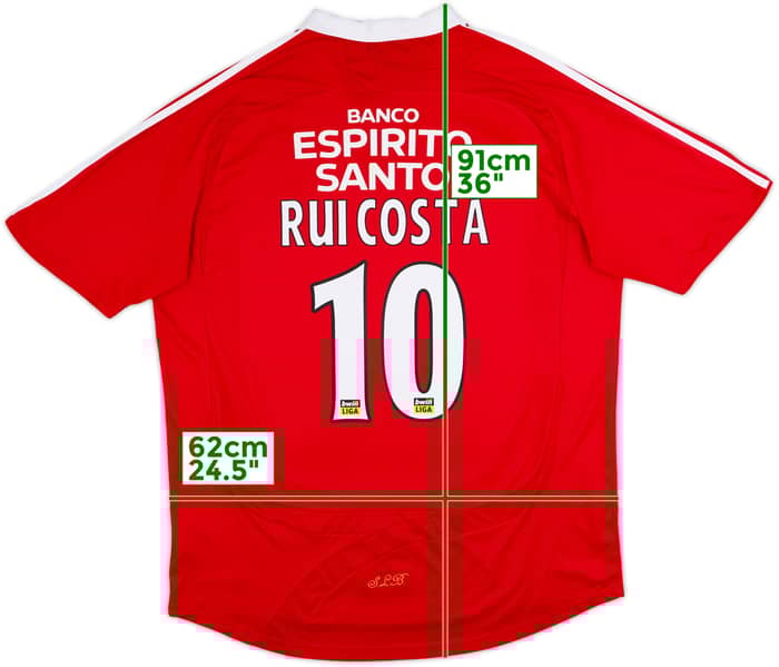 2007-08 Benfica Home Shirt Rui Costa #10 - 8/10 - (XXL)