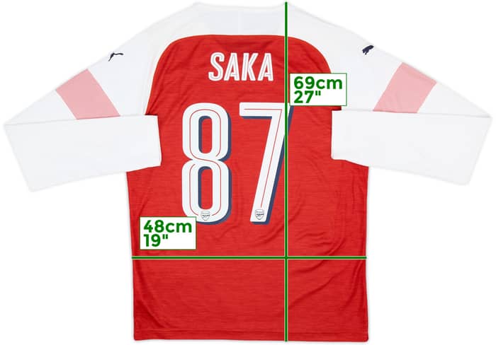 2018-19 Arsenal Home L/S Shirt Saka #87 - 10/10 - (M)