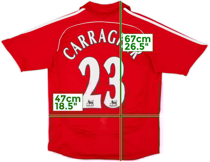 2006-08 Liverpool Home Shirt Carragher #23 - 8/10 - (L.Boys)