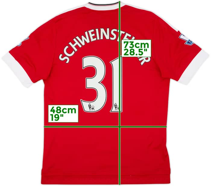 2015-16 Manchester United Home Shirt Schweinsteiger #31 - 7/10 - (M)