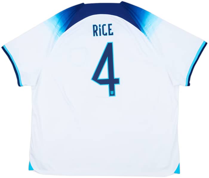 2022-23 England Home Shirt Rice #4 - 8/10 - (3XL)