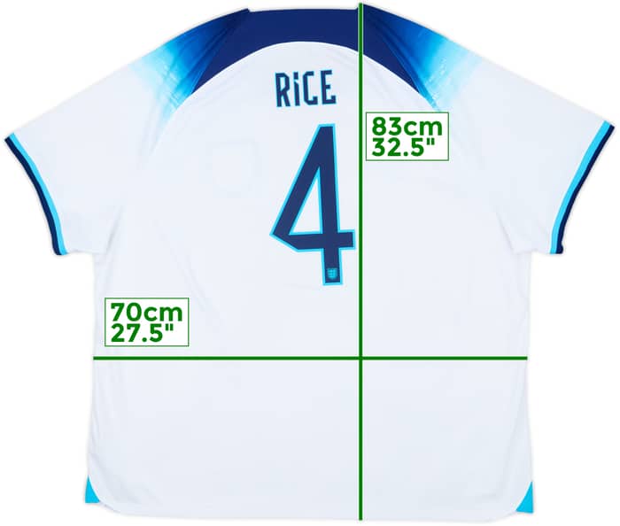 2022-23 England Home Shirt Rice #4 - 8/10 - (3XL)